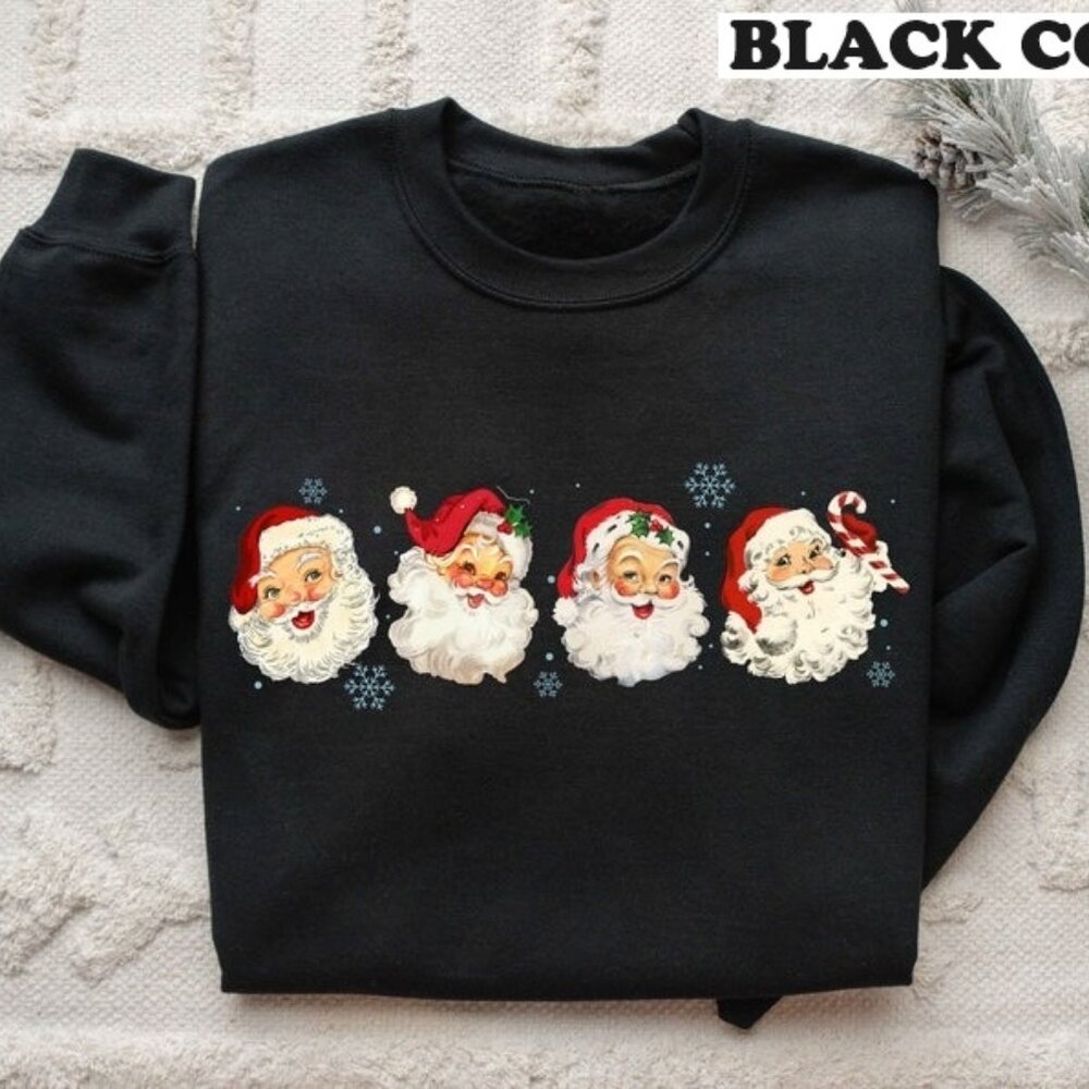 Retro Santa Claus Christmas Holiday Vintage Red Christmas Graphic Sweatshirt